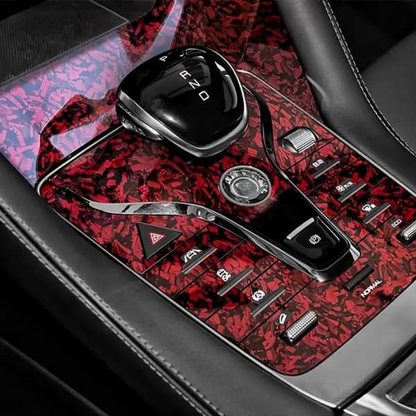 JFR AUTOS Red Carbon Forged PET Self-Adhesive Decal Film 30x60 cm - High-Gloss, Scratch-Resistant Vinyl Wrap for Car and Motorcycle Customization