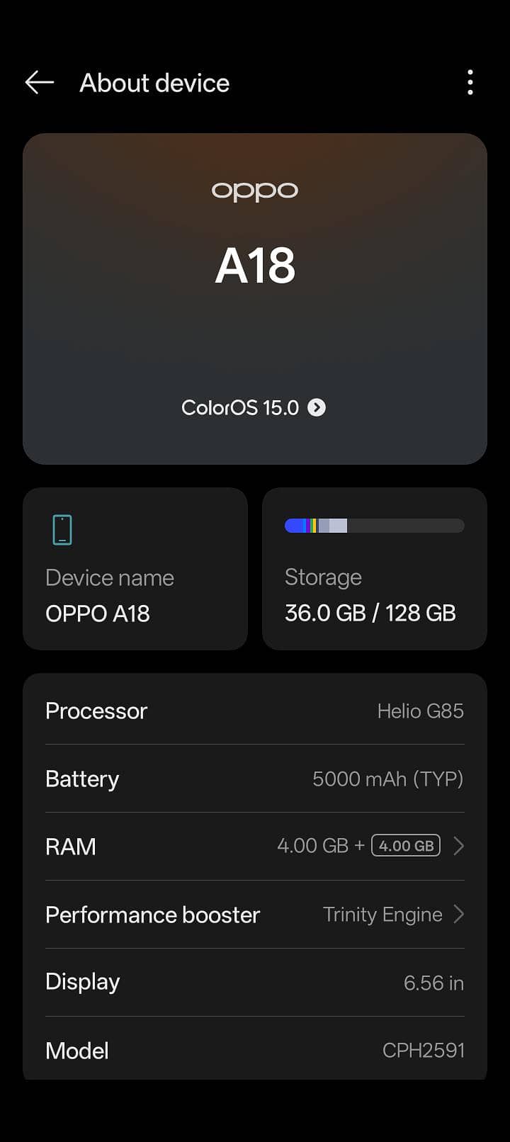 OPPO A18 0