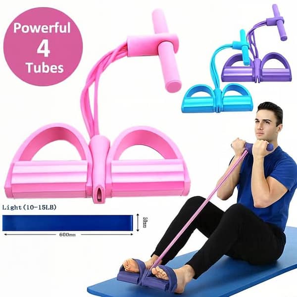 4 Tube Silicone Tummy Trimmer – Multipurpose Resistance Exerciser for Home Workout, Abs & Full Body Fitness