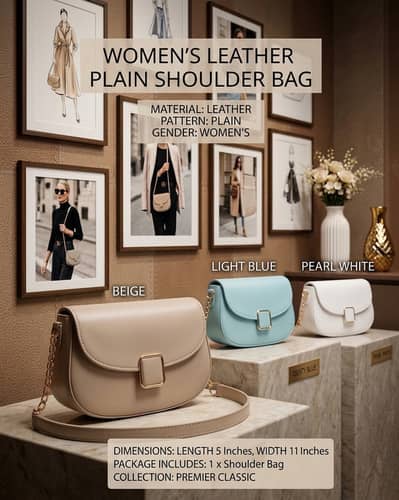 Women's Leather Plain Shoulder Bag