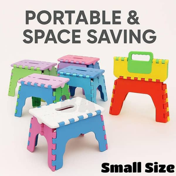 Mini Plastic Foldable Stool for Kids | Small Folding Step Stool for Home Use | Portable Space Saving Design
