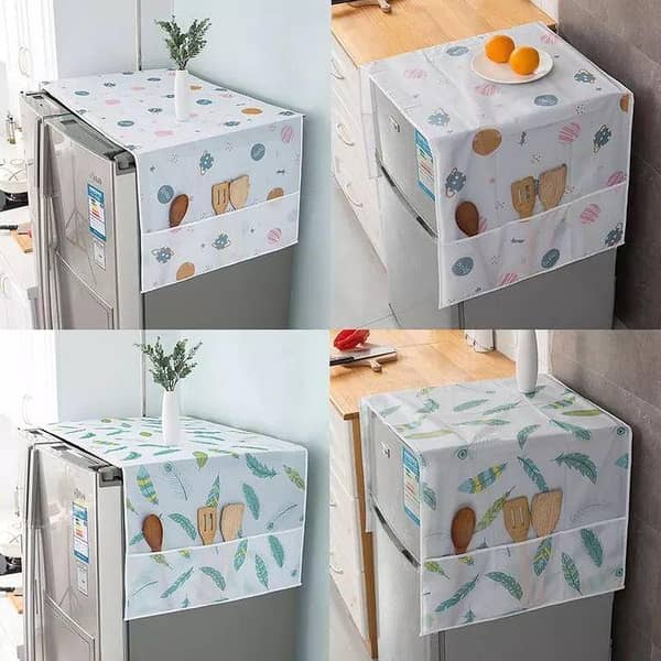 Fridge Cover with Side Pockets – Dustproof Refrigerator Top Cover Organizer for Kitchen Storage