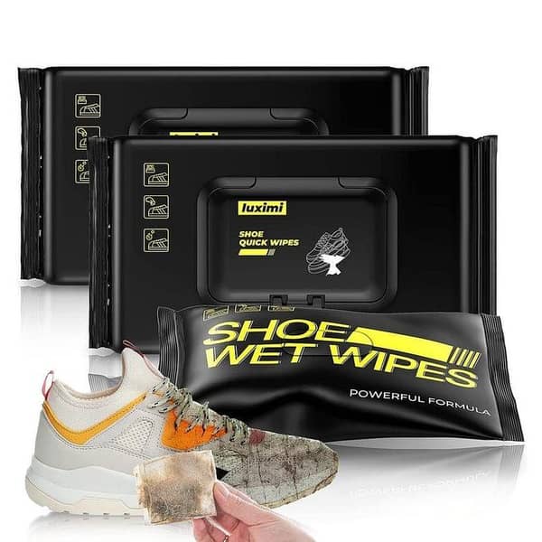 Premium Shoe Cleaning Wipes | Instant Sneaker & Leather Cleaner | Quick Stain Remover Wet Wipes for Shoes & Bags