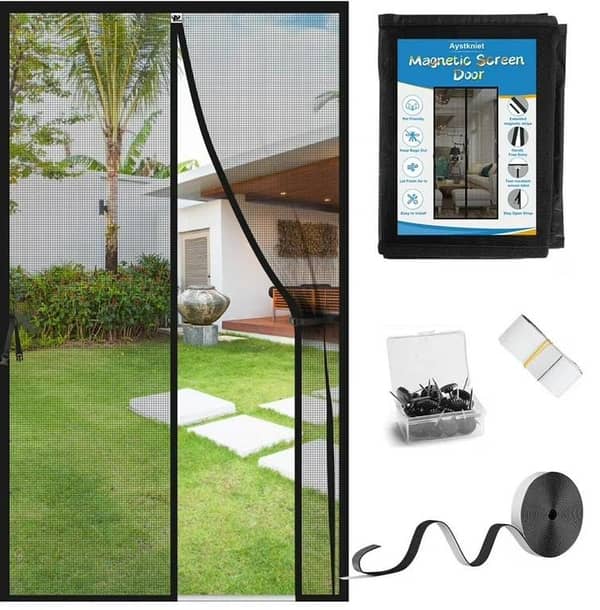 Magic Mesh Magnetic Screen Door 20 x 80 Inch Set of 2 Pieces with Box Easy Install Mosquito Insect Fly Protection Curtain for Home and Office