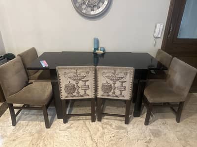 Folding buffet table with 6 chairs
