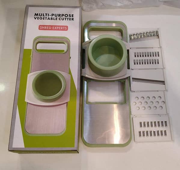 5 in 1 Stainless Steel Vegetable & Fruit Slicer | Multi Blade Adjustable Cutter | Kitchen Grater, Shredder & Slicer Set