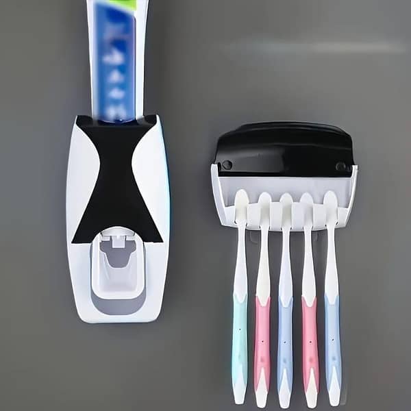 Automatic Toothpaste Dispenser with Toothbrush Holder – Wall Mounted Bathroom Organizer