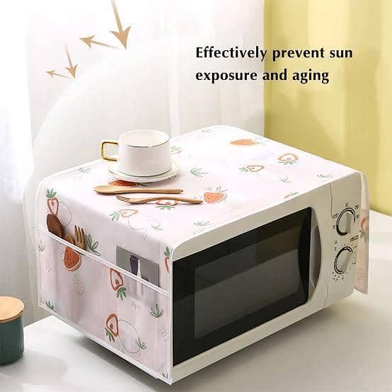 Microwave Oven Cover with Side Pockets – Dustproof, Heat Resistant, Washable Protective Cover