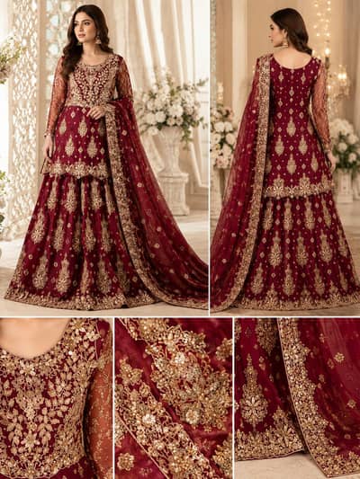 Wedding Lenhga in Red Maroon color