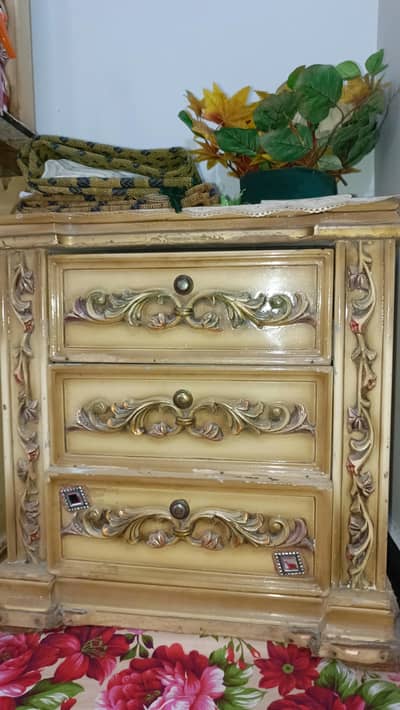 Beautiful Wooden Furniture Set Dressing Table, Side Table, Showcase