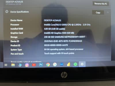 Hp core i5 5gen 4gb ram touch screen