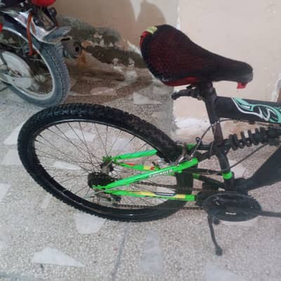 A sports bicycle with gears