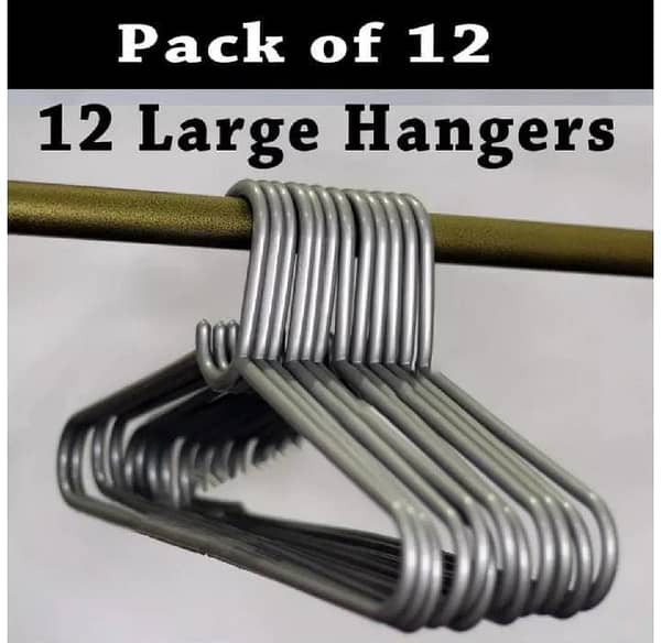 Large Size Plastic Clothes Hangers Pack of 12 | Heavy Duty Durable Hangers for Shirts, Coats & Dresses | Space Saving Wardrobe Organizer (Random Colors)