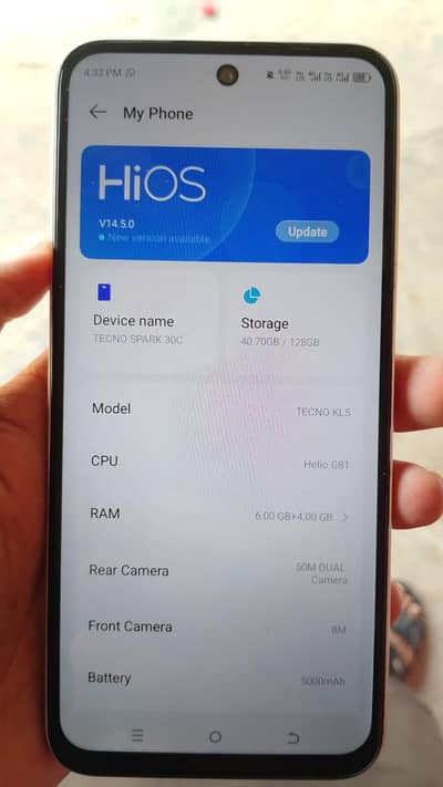 Tecno SPARK 30C 6gb 128 mobile or charger ha no open no repair full ok