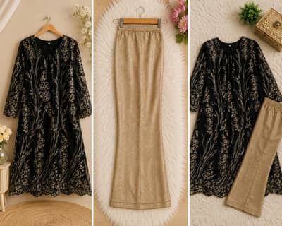 Black & Golden Embroidered Wedding Dress – Formal Suit