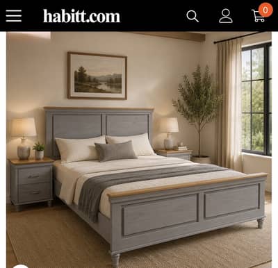 King size bed with Mattress, Bedside tables, Chest of drawers & Mirror