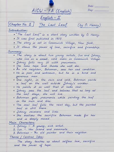 2nd Year English Chapter 1 Notes | Complete Study Material