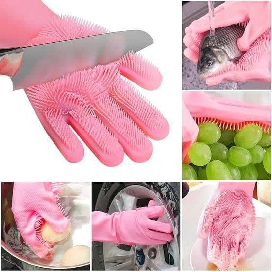 Silicone Washing Gloves with Scrubbing Bristles – Heat Resistant & Multi-Purpose Cleaning Gloves