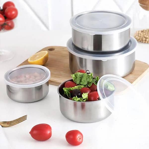 5 PCs Stainless Steel Bowl Set | Airtight Food Storage Containers with Lids | Durable Kitchen Storage Set