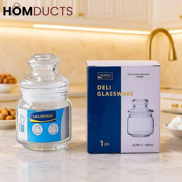 Airtight Glass Storage Jar – Premium Quality Transparent Container with Lid for Kitchen & Home Use
