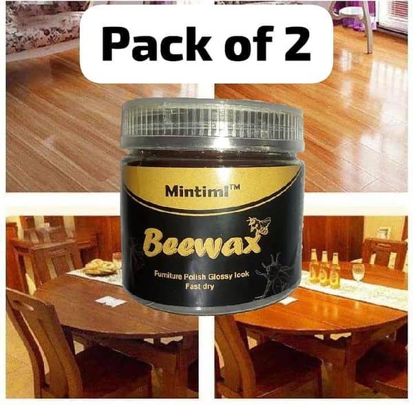 Pack of 2 Wood Seasoning Beewax Polish – Natural Furniture Cleaner & Restorer for Wood Shine and Scratch Repair
