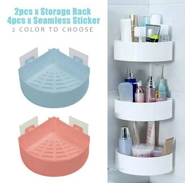 Plastic Corner Rack – Space Saving Bathroom & Kitchen Organizer