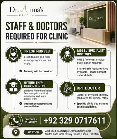 Doctors, Nurses & Medical Staff Required | Fresh & Experienced | Jobs