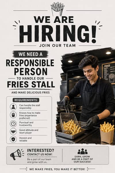 Finding a cook for fries stall