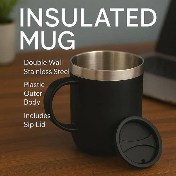 Stainless Steel Inner Coffee Mug with Lid – BPA Free, Travel & Office Tea Cup, Leak Proof, Durable & Stylish Mug