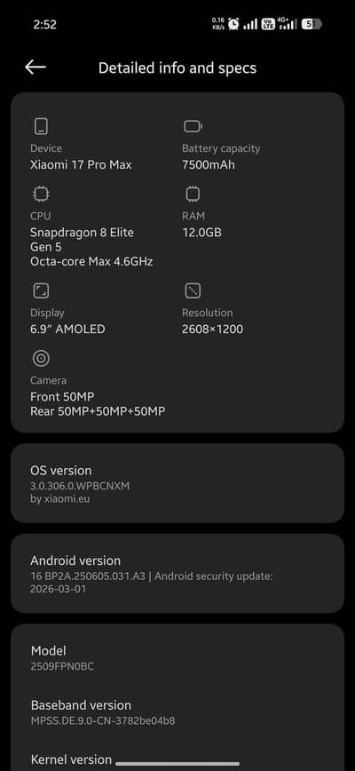 Xiaomi 17 Pro Max (12GB /512GB)(Online Proved)