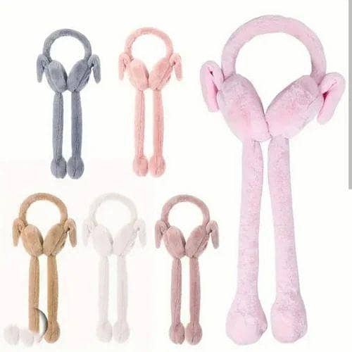 Cute Bunny Moving Ears Headband for Kids – Soft Plush Rabbit Ear Warmer, Random Color