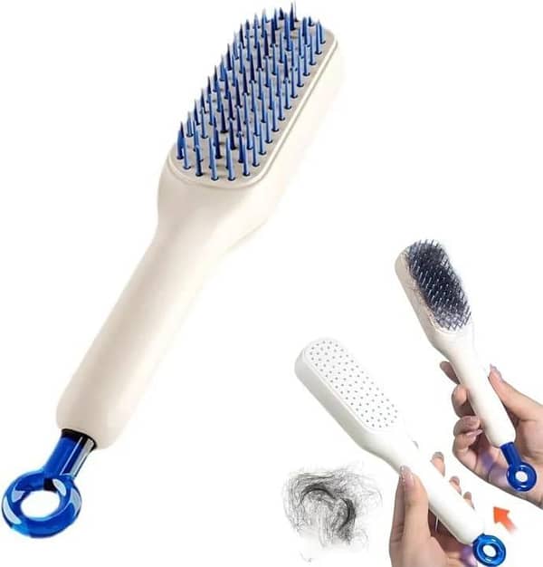 Self Cleaning Hair Brush with One-Click Hair Removal for Detangling and Smooth Styling