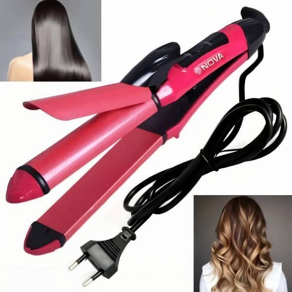 Nova Signature 2-in-1 Hot Style Pro: Electric Hair Straightener and Curling Styler with Fast Ceramic Plates