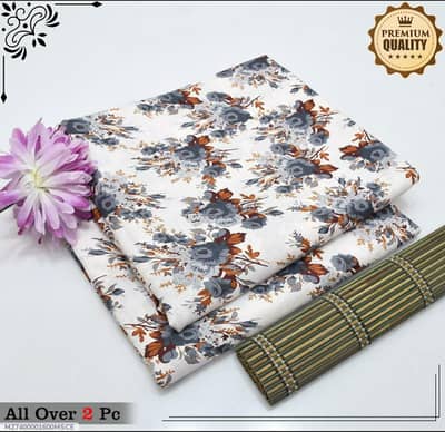 Pakistani women's floral print polo cotton blue brown cream
