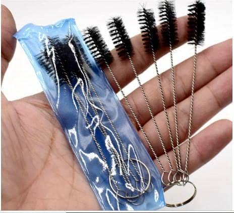 Mini Water Pipes Cleaning Brush Set - 5 Pcs Metal & Plastic Straw Brushes, Bristle Strip Design, Dust Pan Cleaner r5480