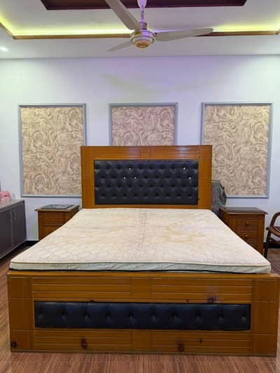 wooden bed with Matress