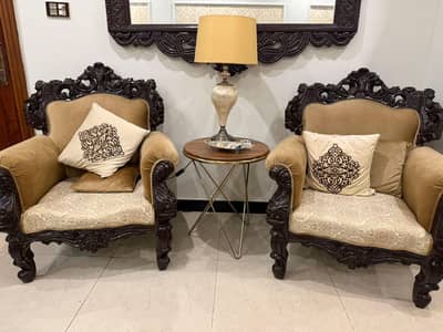 5 seater wooden sofa with Dewan