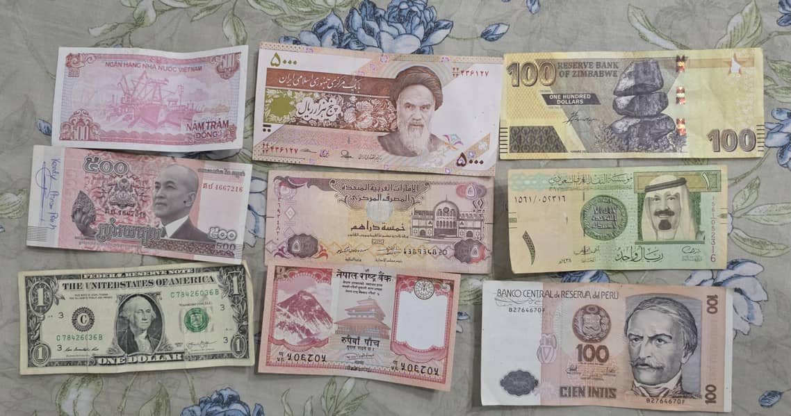 Different Countries Bank notes for collection. 0