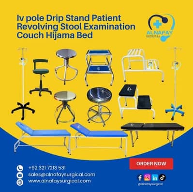 Iv pole Drip Stand Patient Revolving Stool Examination Couch Hijama Bd