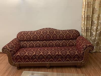 Beautiful 3-Seater Wooden Sofa Excellent Condition