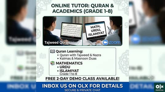 Female Online Quran (Tajweed) & Math, Urdu, Islamiyat Tutor