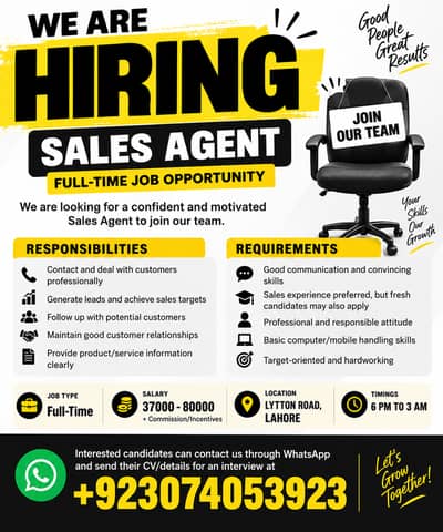 Sales Agent Required – Full-Time Job Opportunity