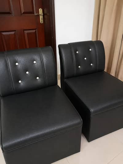 2 - Black Leather Sofa Chairs