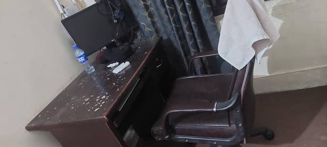used office chair and table