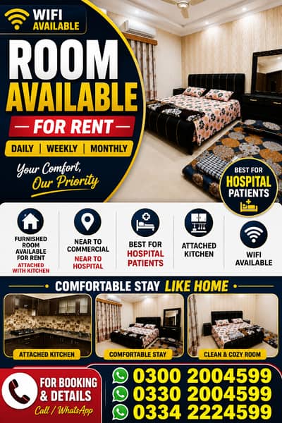 FURNISHED ROOM AVAILABLE FOR RENT IN BAHRIA ORCHARD DAILY WEEKLY MONTHLY