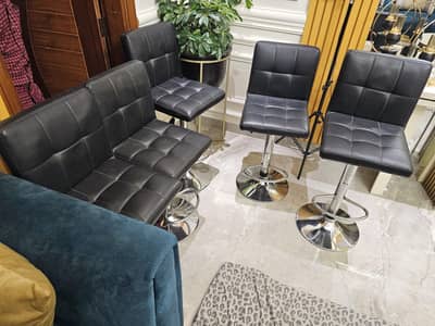 Premium Leatherette Swivel Bar Stools - Set of 5