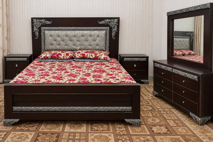 solid wooden bed set complete dressing 0