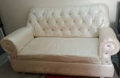 White Color Full Furnished 2 Seater Sofa