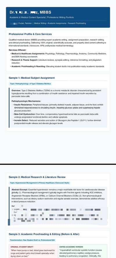 Proffessional Medical and Academic Assignment Help ( MBBS Qualified )