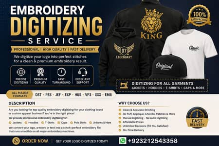 PROFESSIONAL EMBROIDERY DIGITIZING SERVICE